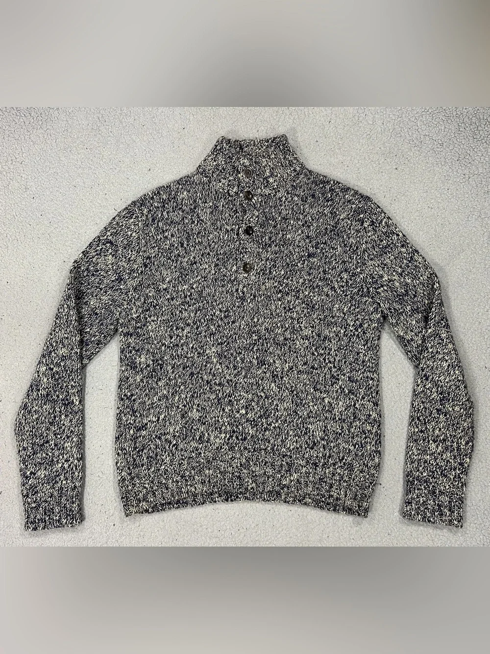 Polo Ralph Lauren Henley Sweaters Cozy Heathered Blue Mock Neck Sz S Men’s